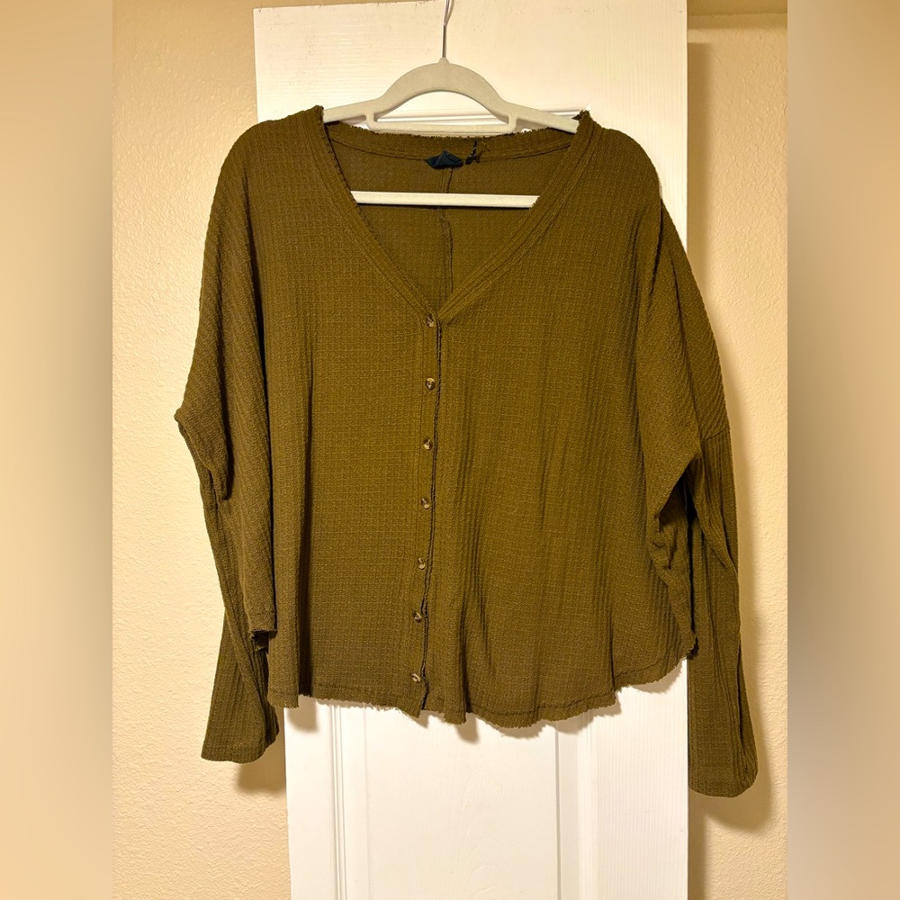 UO Out from Under long sleeve waffle knit top size Large